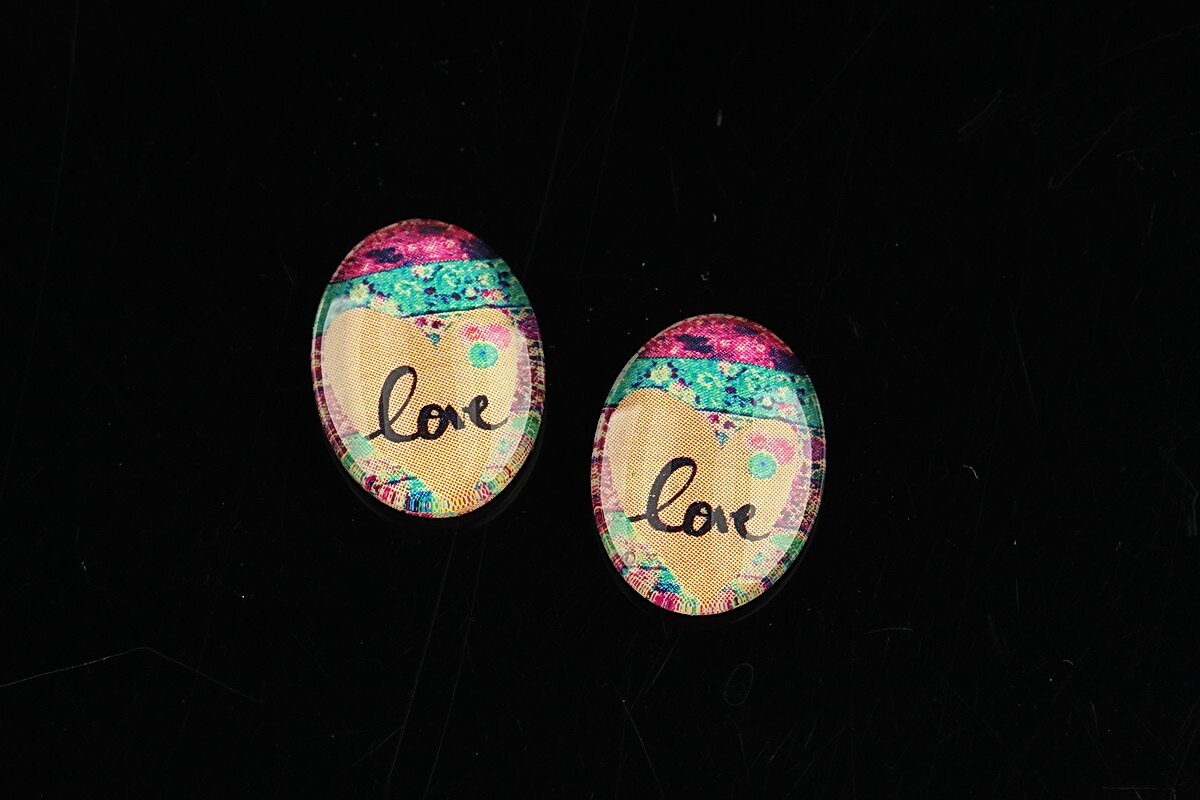 Cabochon sticla 18x13mm "Summer" cod 1113