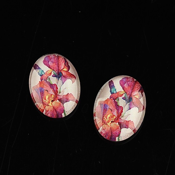 Cabochon sticla 18x13mm "Flowers" cod 1114