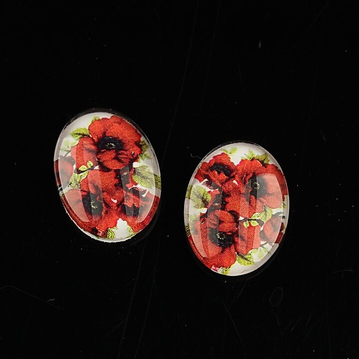 Cabochon sticla 18x13mm "Flowers" cod 1115