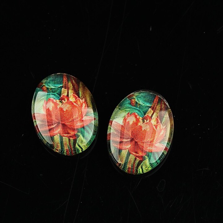 Cabochon sticla 18x13mm "Flowers" cod 1116