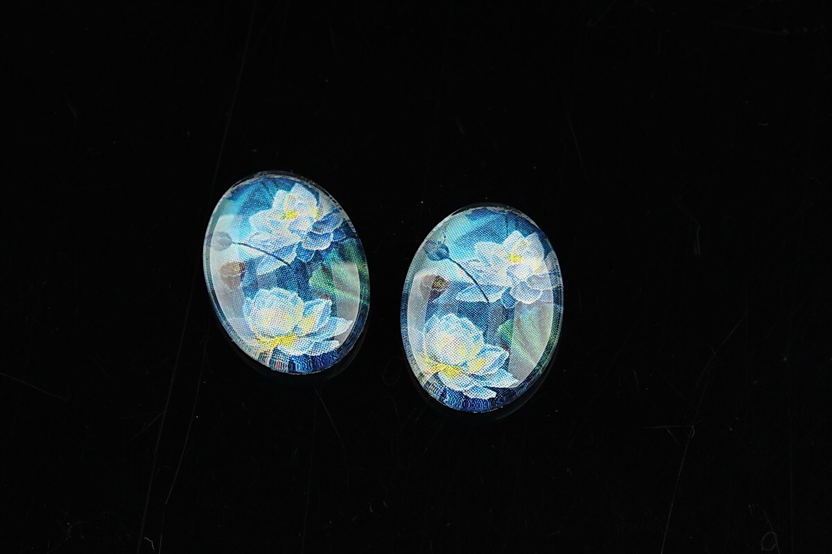 Cabochon sticla 18x13mm "Flowers" cod 1118