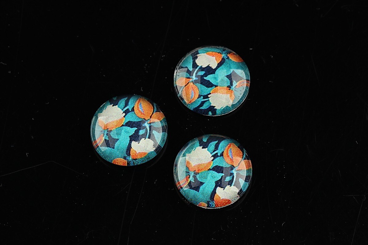 Cabochon sticla 14mm "Flowers" cod 1125