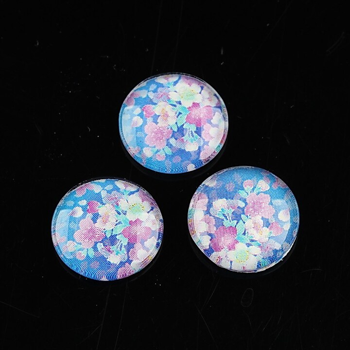 Cabochon sticla 14mm "Flowers" cod 1129