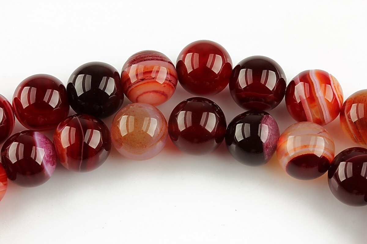 Agate striped sfere 10mm - portocaliu - fucsia