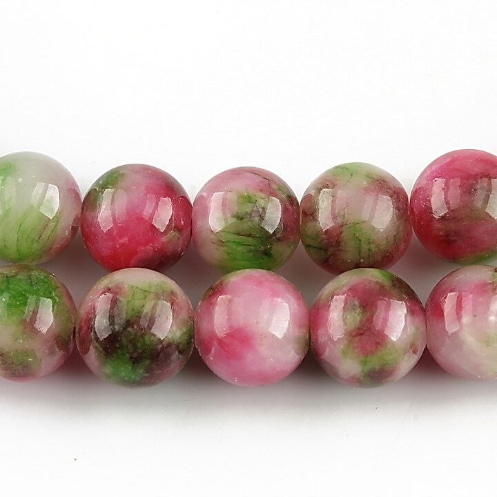Persian jade sfere 10mm - verde - roz