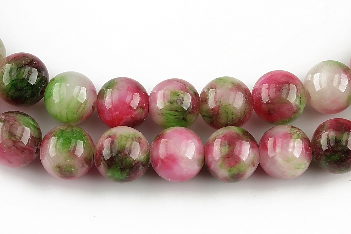 Persian jade sfere 10mm - verde - roz
