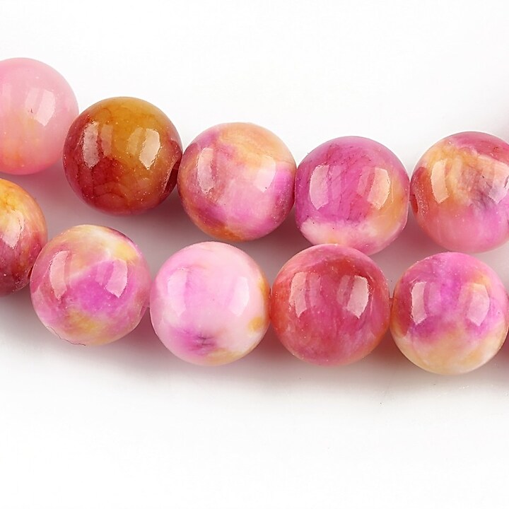 Persian jade sfere 10mm - roz - galben