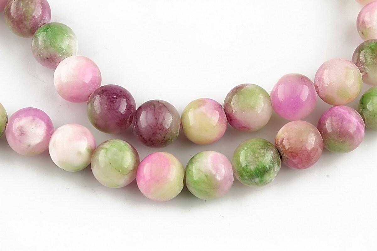 Persian jade sfere 8mm - verde - roz