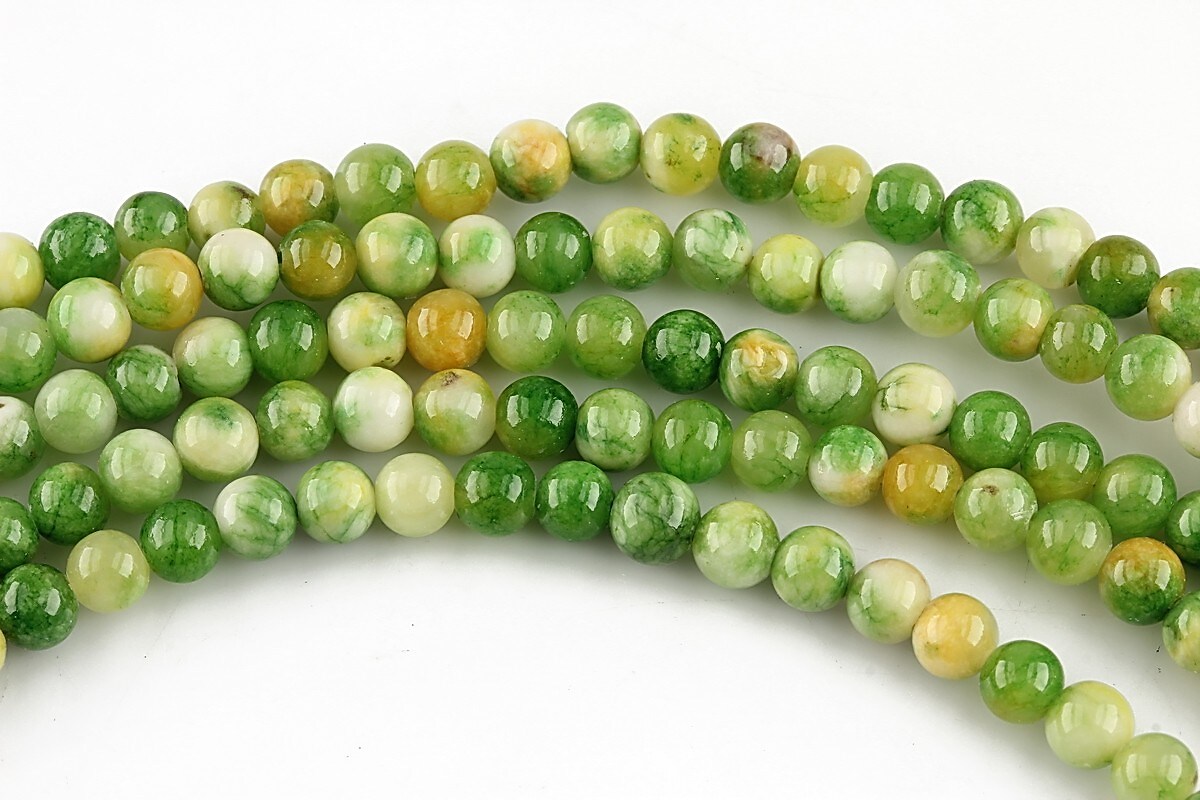 Persian jade sfere 4mm - verde - galben (10 buc.)