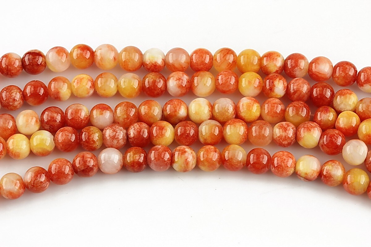 Persian jade sfere 4mm - portocaliu - galben (10 buc.)