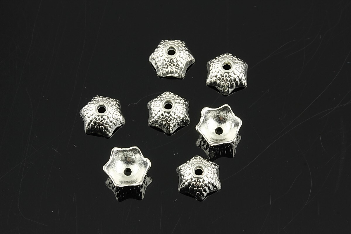 Capacele margele argintii 8x4mm