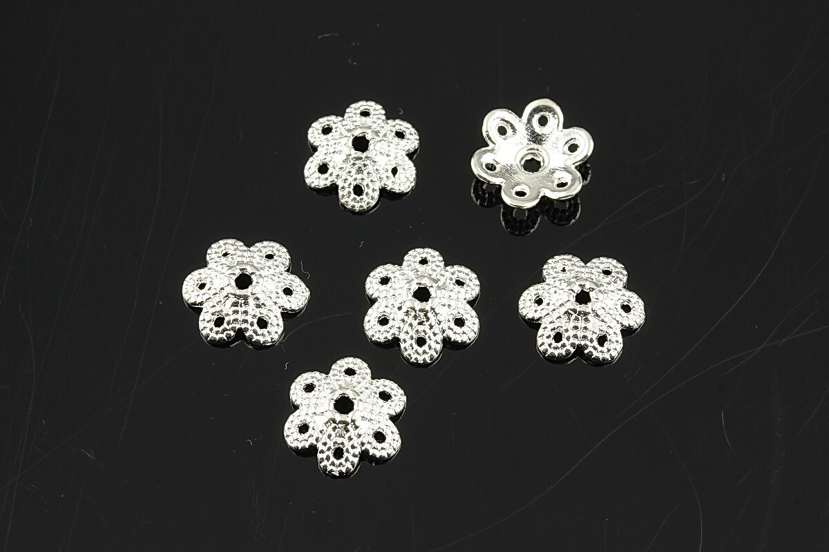 Capacele margele argintii 9x3mm