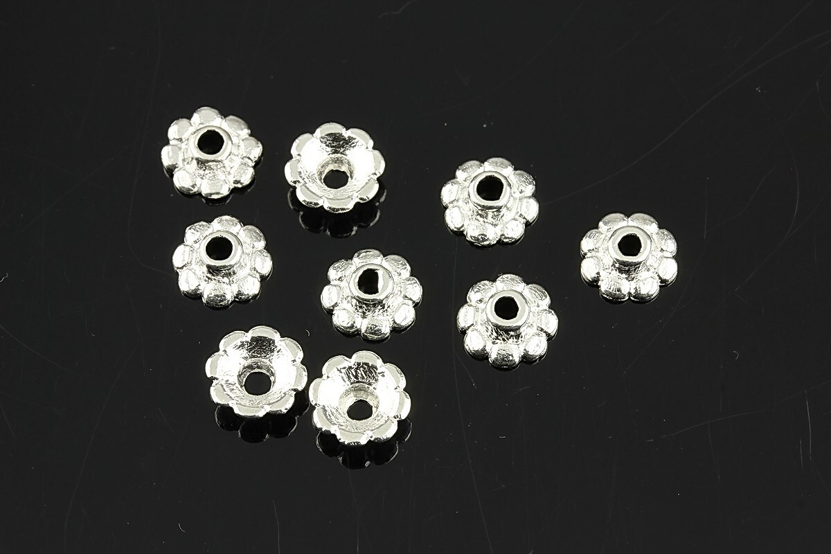 Capacele margele argintii 8x3mm