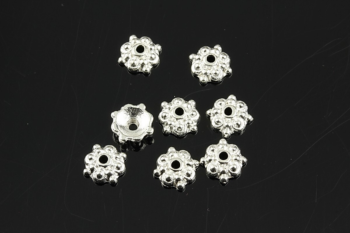 Capacele margele argintii 8x3mm