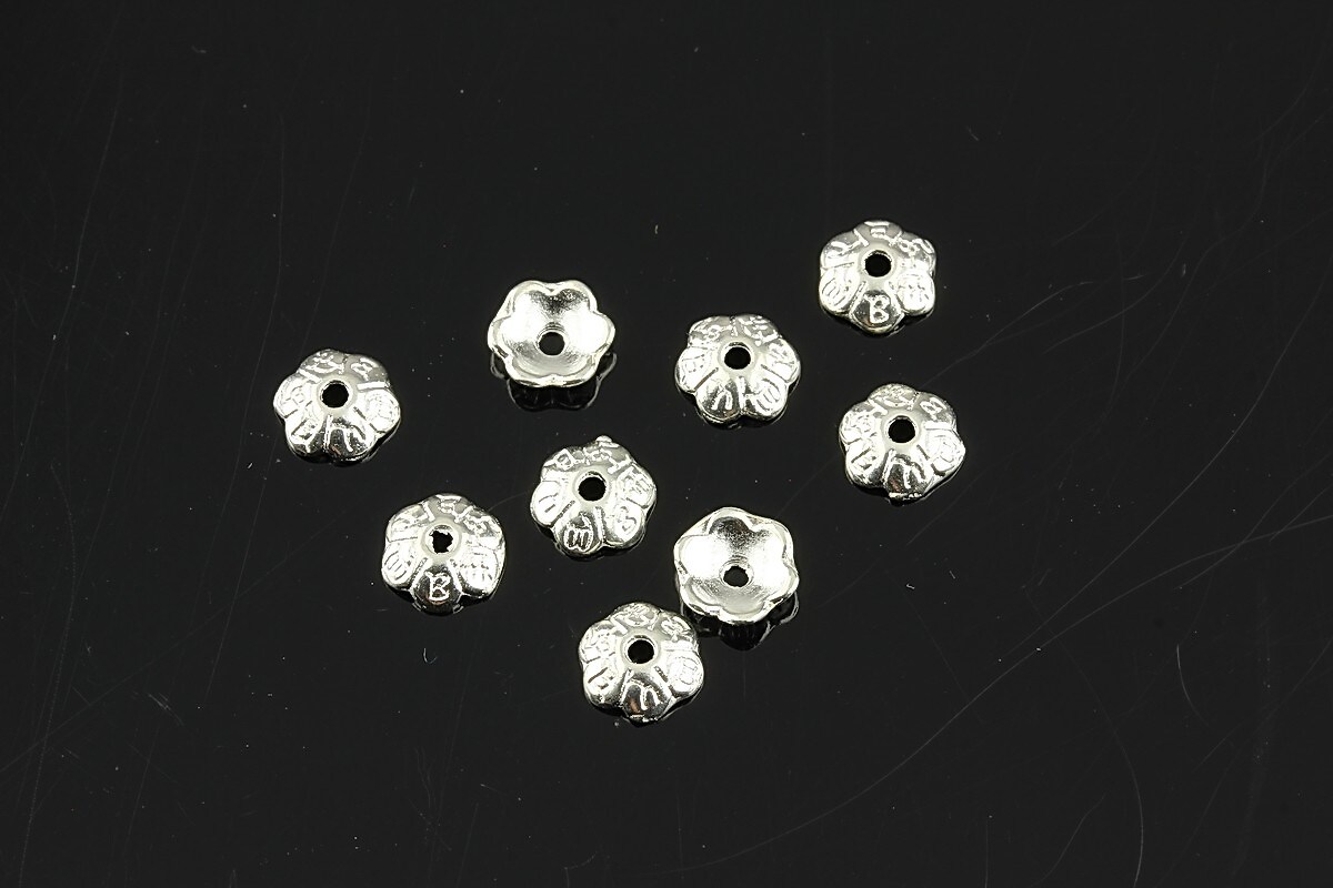 Capacele margele argintii 5,5x2mm