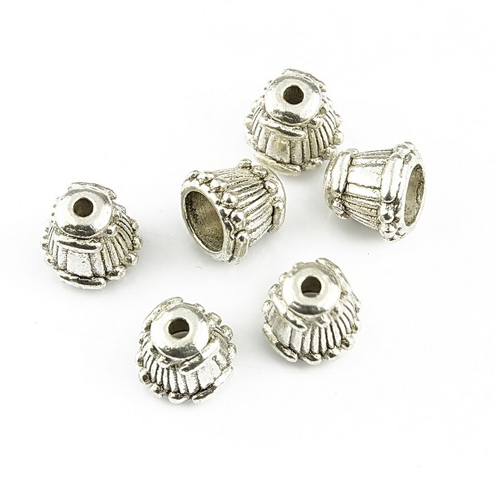 Capacele margele argintiu antichizat 9x8mm