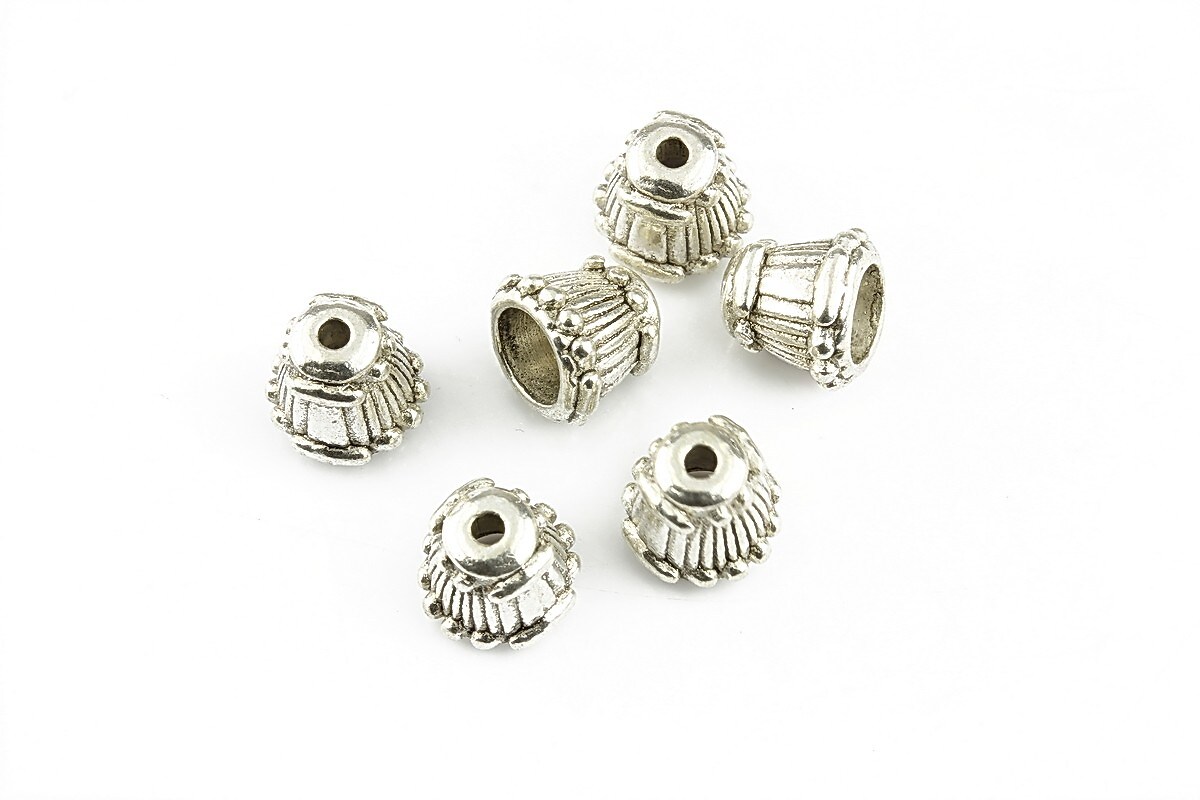 Capacele margele argintiu antichizat 9x8mm