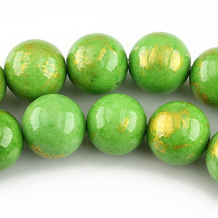 Mashan Jade cu irizatii aurii sfere 12mm - verde