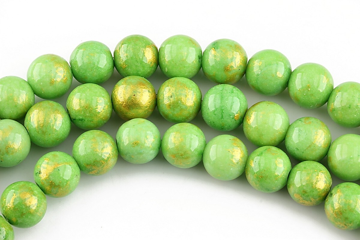 Mashan Jade cu irizatii aurii sfere 8mm - verde