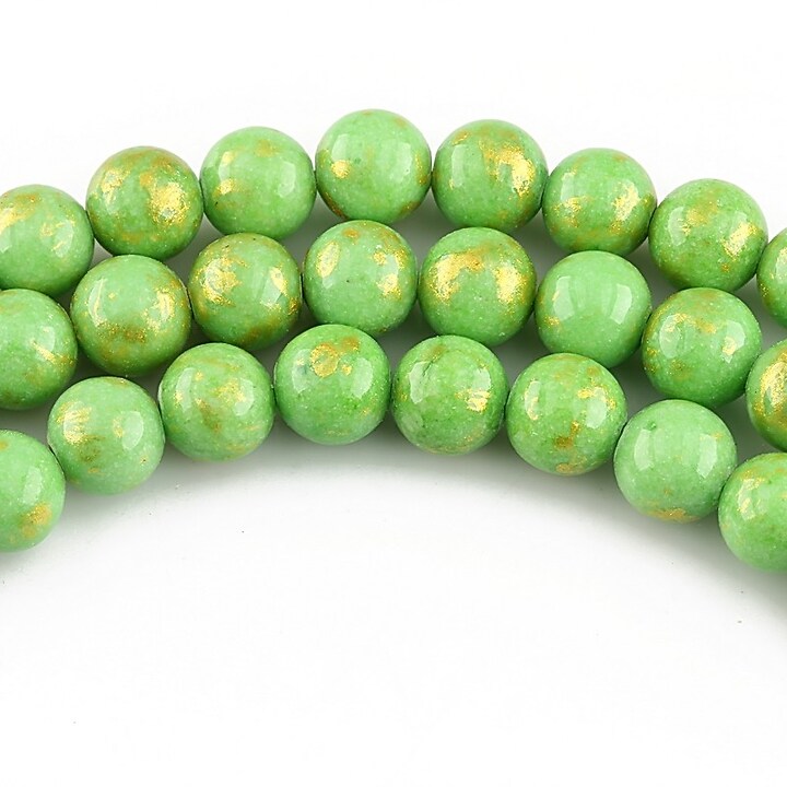 Mashan Jade cu irizatii aurii sfere 6mm - verde