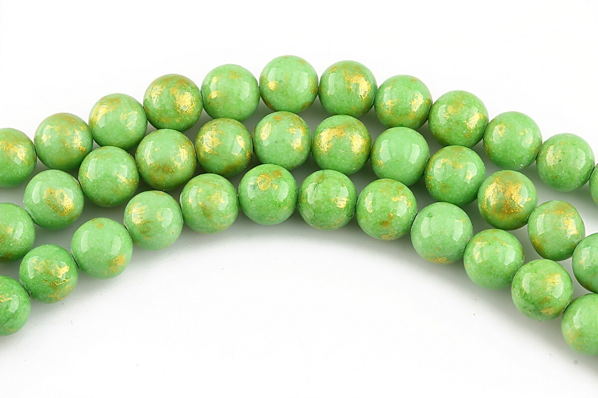 Mashan Jade cu irizatii aurii sfere 6mm - verde