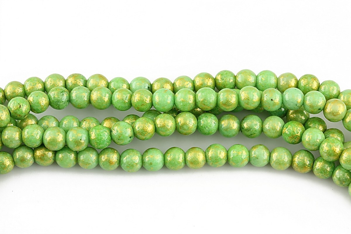 Mashan Jade cu irizatii aurii sfere 4mm - verde (10 buc.)