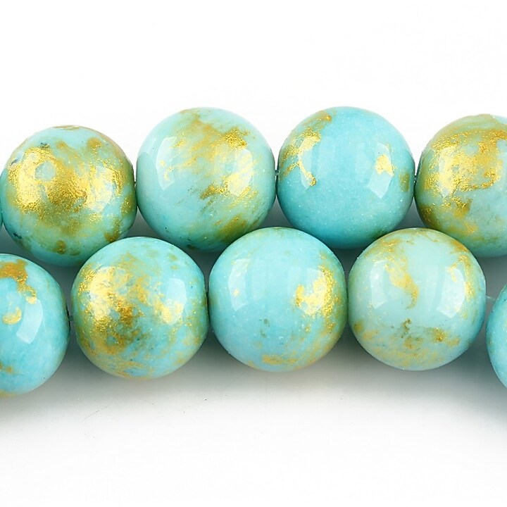 Mashan Jade cu irizatii aurii sfere 12mm - bleu