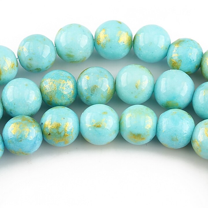 Mashan Jade cu irizatii aurii sfere 8mm - bleu