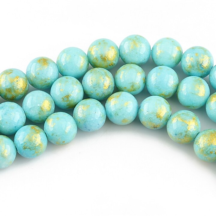 Mashan Jade cu irizatii aurii sfere 6mm - bleu