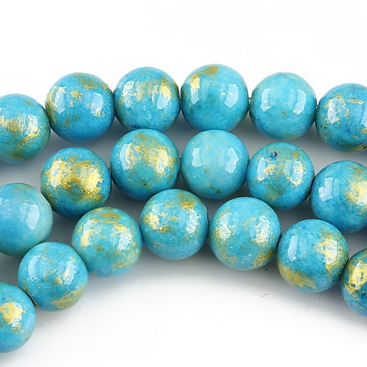 Mashan Jade cu irizatii aurii sfere 8mm - albastru