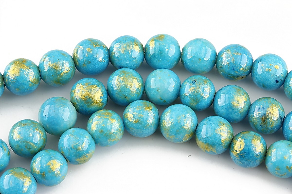 Mashan Jade cu irizatii aurii sfere 8mm - albastru