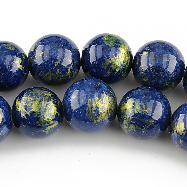 Mashan Jade cu irizatii aurii sfere 12mm - bleumarin