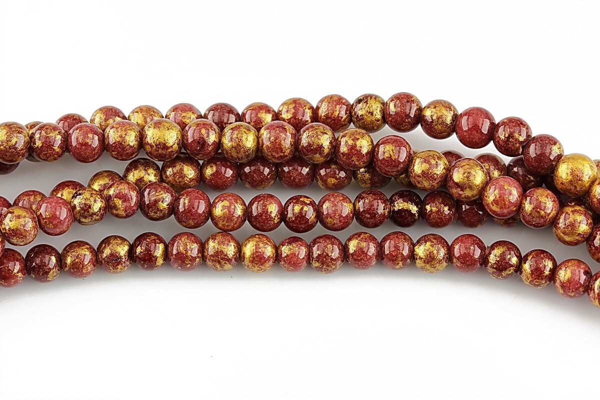 Mashan Jade cu irizatii aurii sfere 4mm - grena (10 buc.)