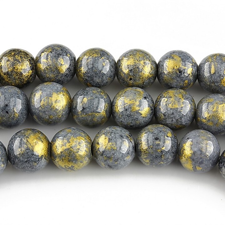 Mashan Jade cu irizatii aurii sfere 8mm - gri