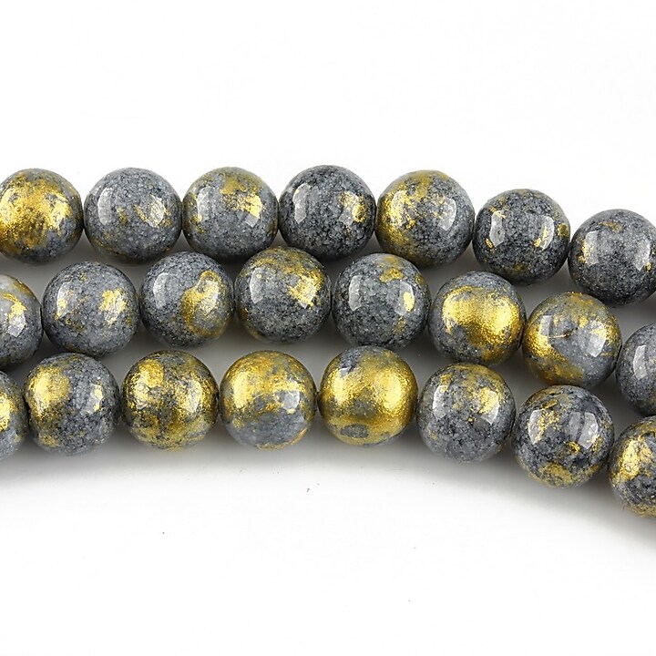 Mashan Jade cu irizatii aurii sfere 6mm - gri