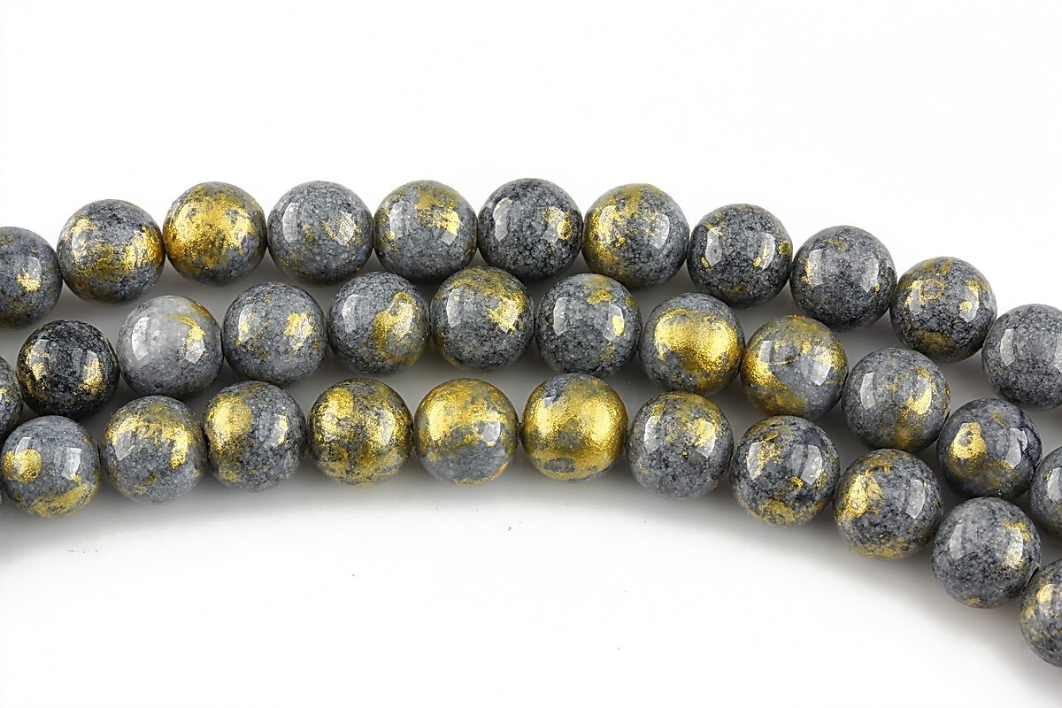 Mashan Jade cu irizatii aurii sfere 6mm - gri