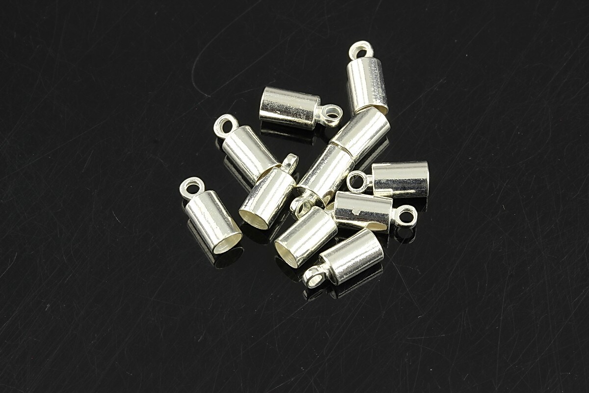 Capat de snur argintiu 9x4mm (interior 3,5mm)