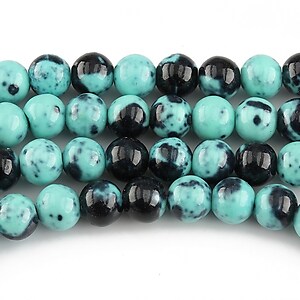 Ocean jade sfere 6mm - turcoaz - negru