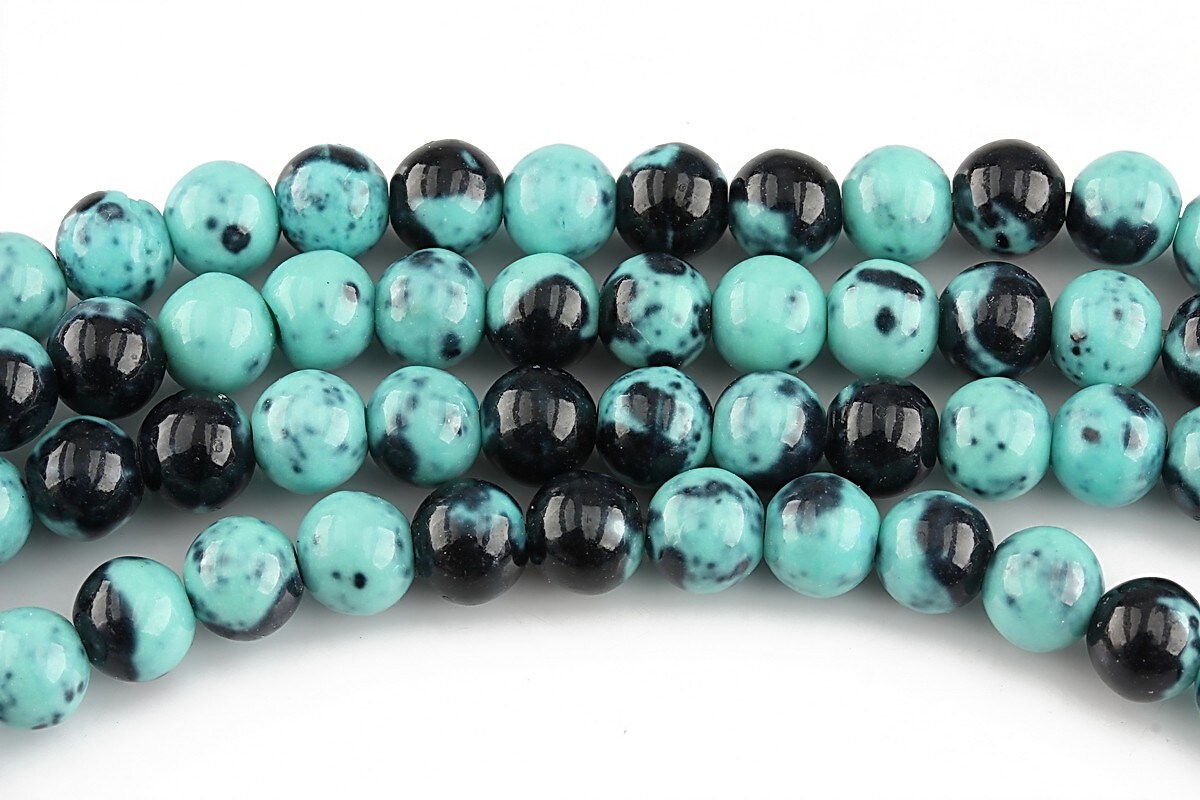 Ocean jade sfere 6mm - turcoaz - negru