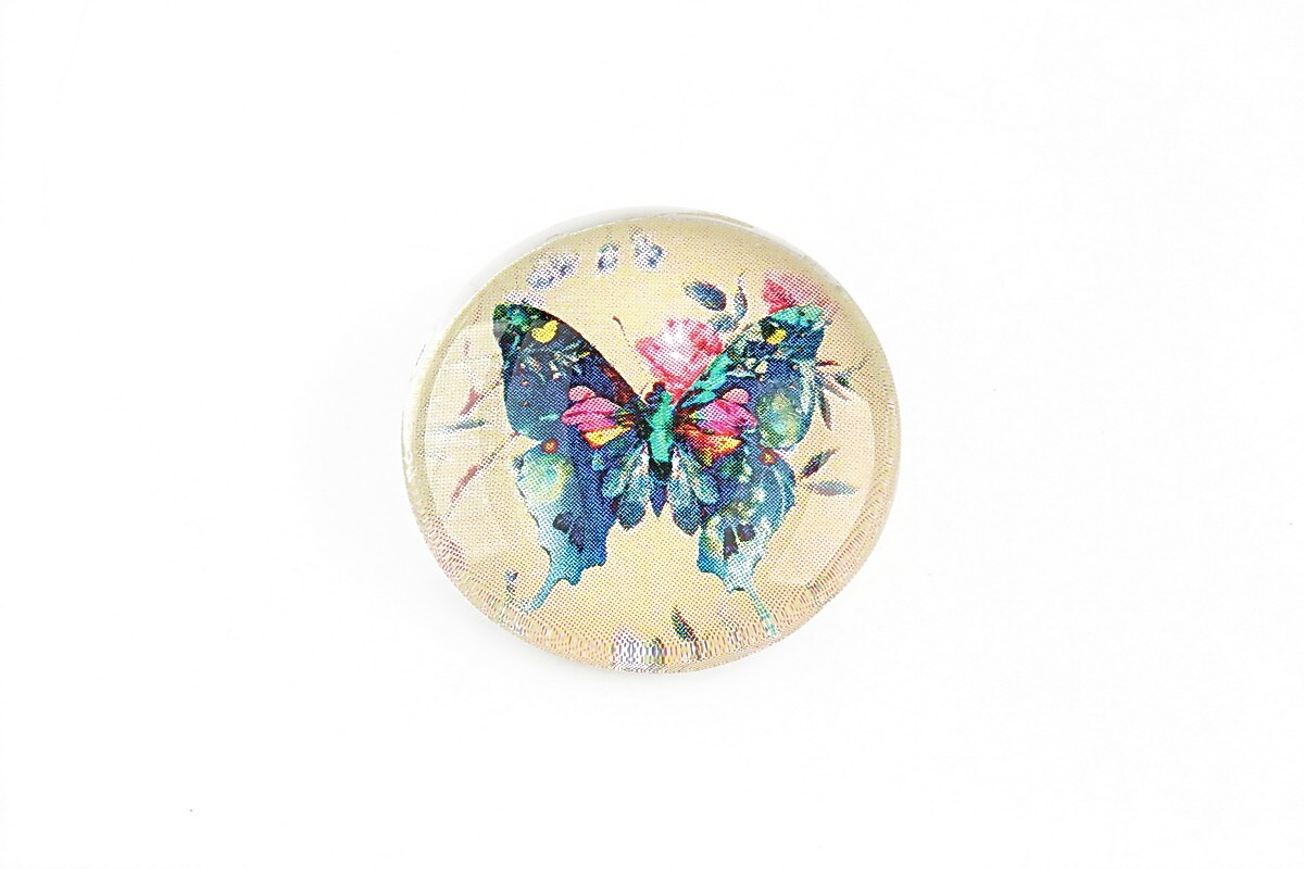Cabochon sticla 25mm "Butterfly" cod 1158