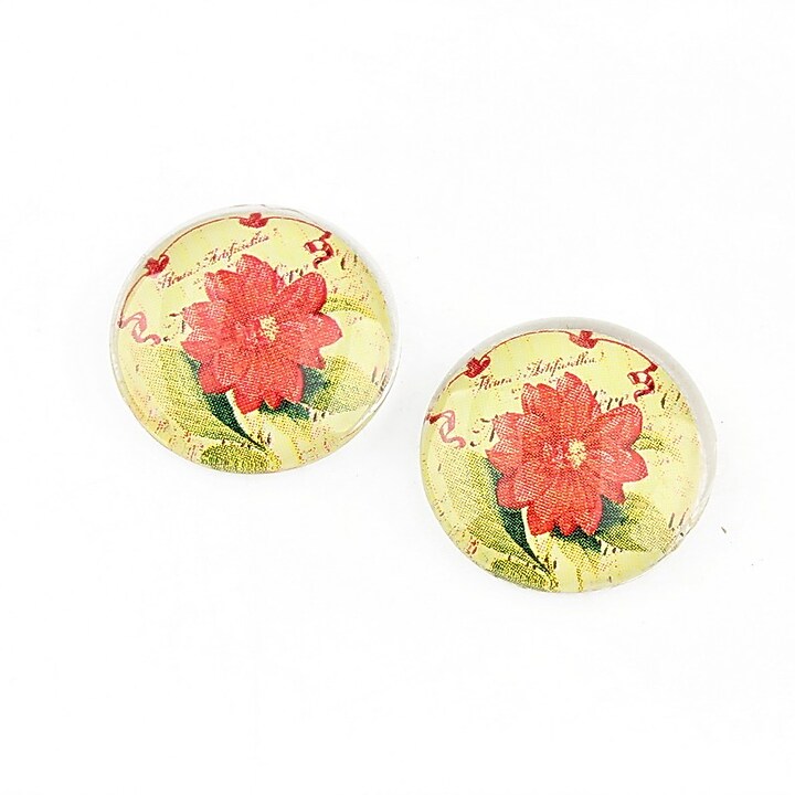 Cabochon sticla 16mm "Flowers" cod 1161