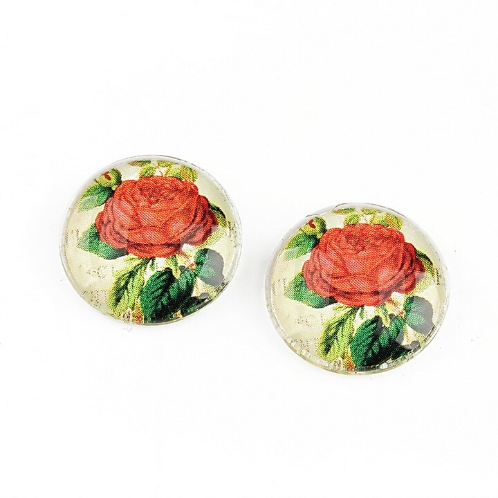 Cabochon sticla 16mm "Flowers" cod 1163