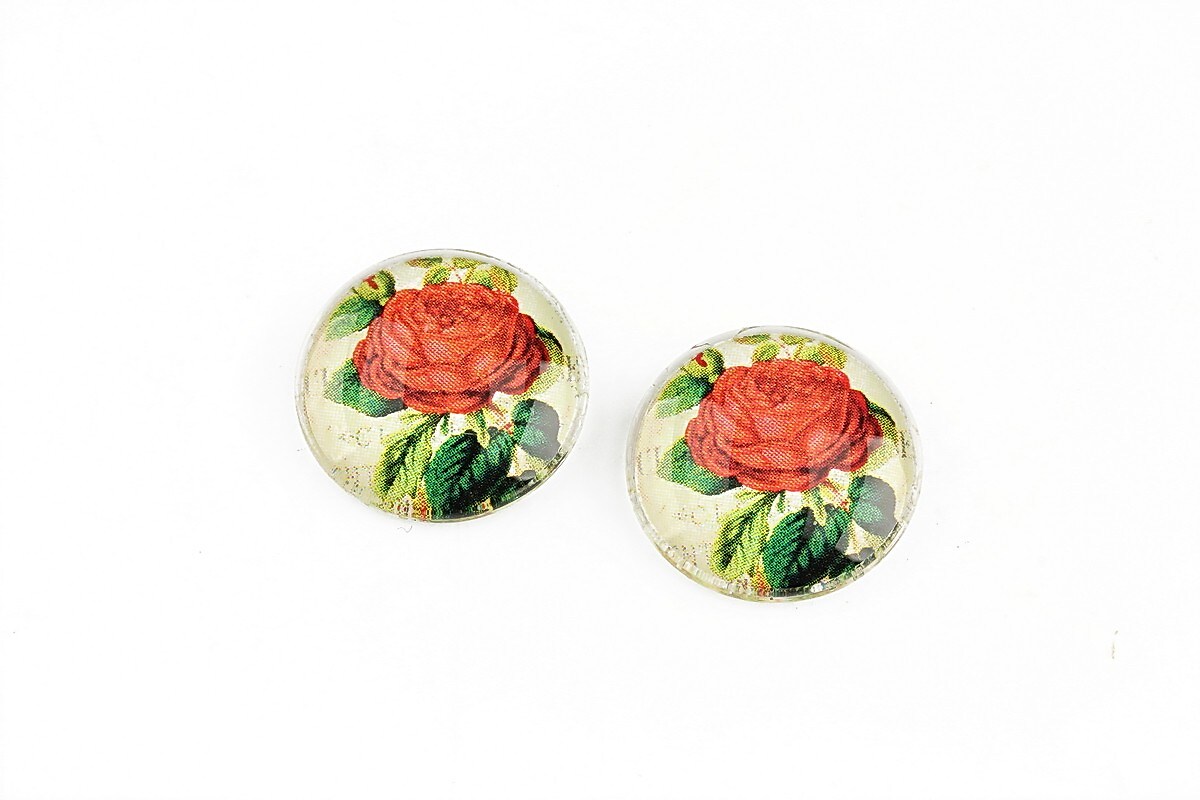 Cabochon sticla 16mm "Flowers" cod 1163