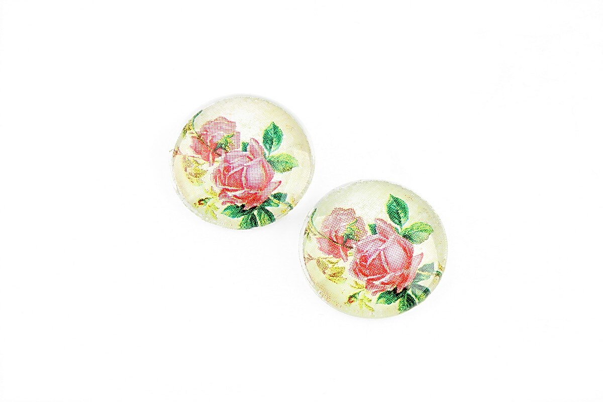 Cabochon sticla 16mm "Flowers" cod 1164