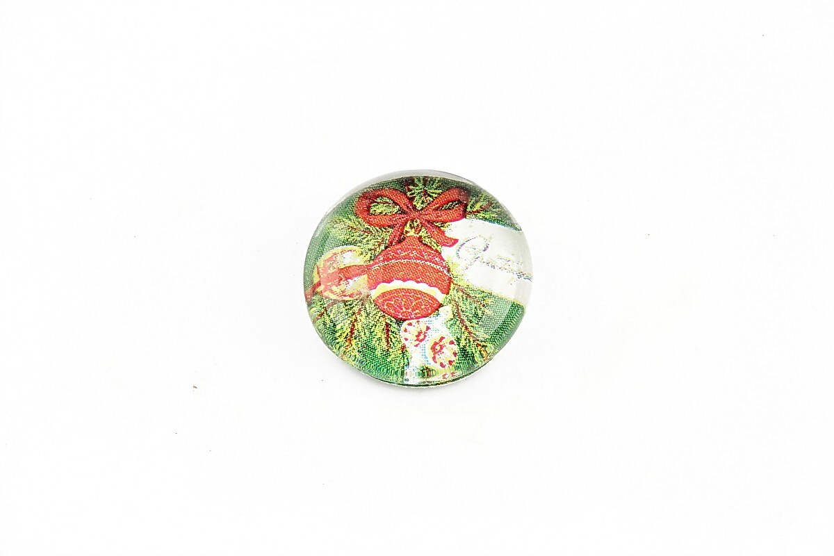 Cabochon sticla 18mm "Christmas" cod 1174