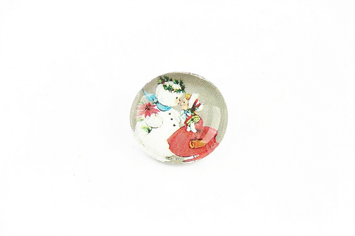 Cabochon sticla 18mm "Christmas" cod 1176