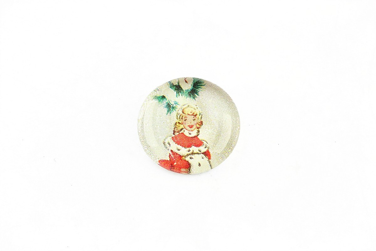 Cabochon sticla 18mm "Christmas" cod 1177