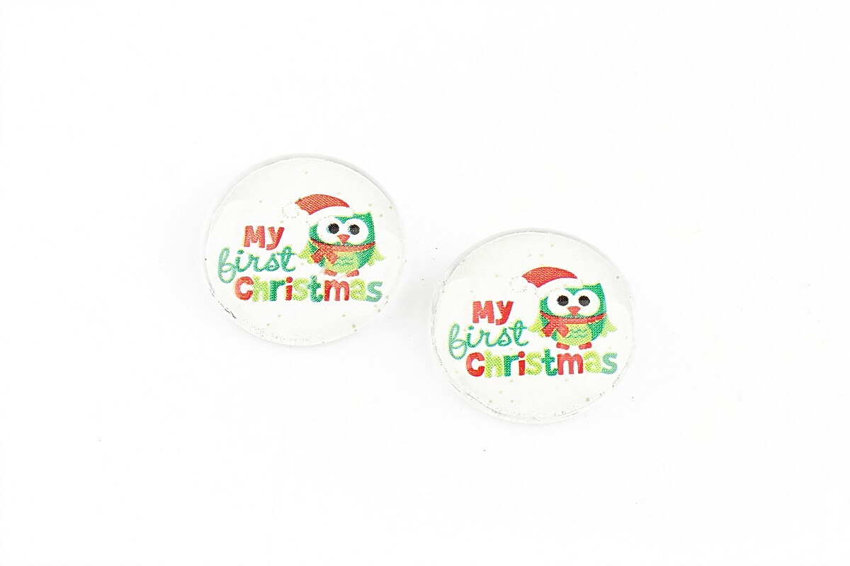 Cabochon sticla 16mm "Christmas" cod 1185