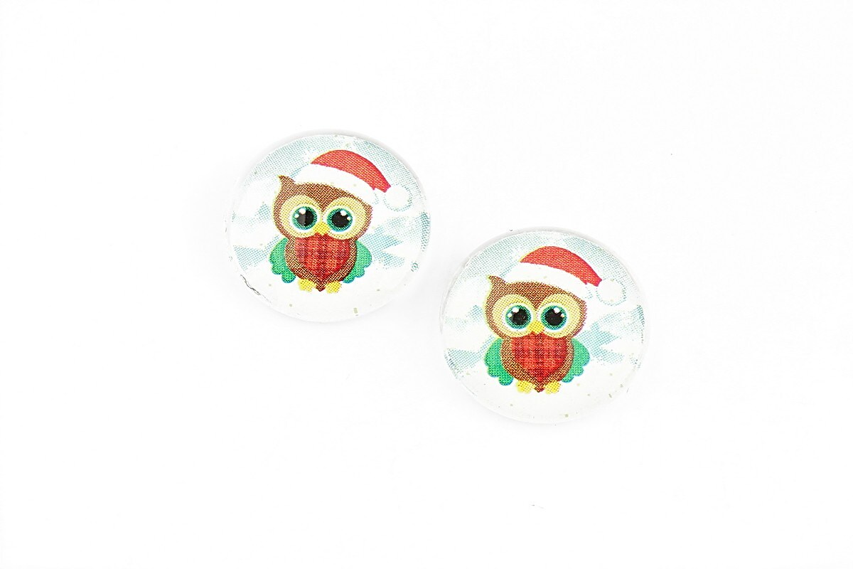 Cabochon sticla 16mm "Christmas" cod 1186