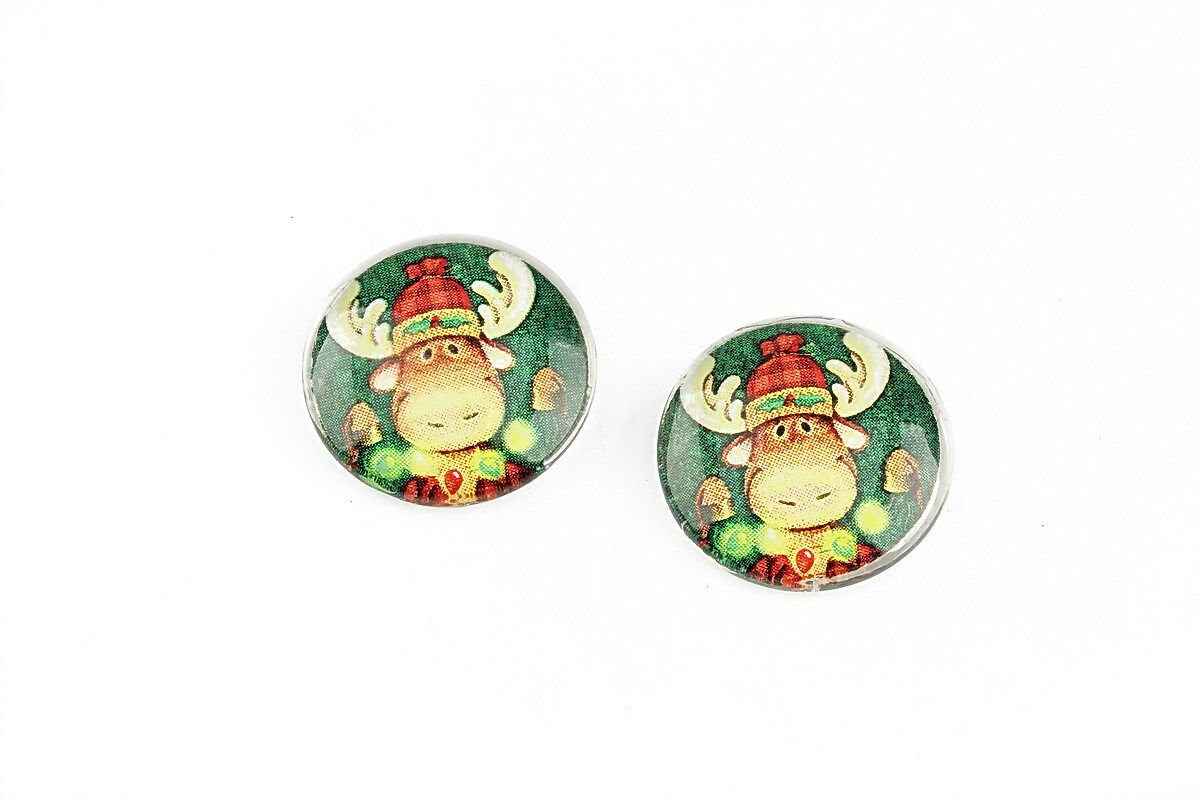 Cabochon sticla 16mm "Christmas" cod 1190